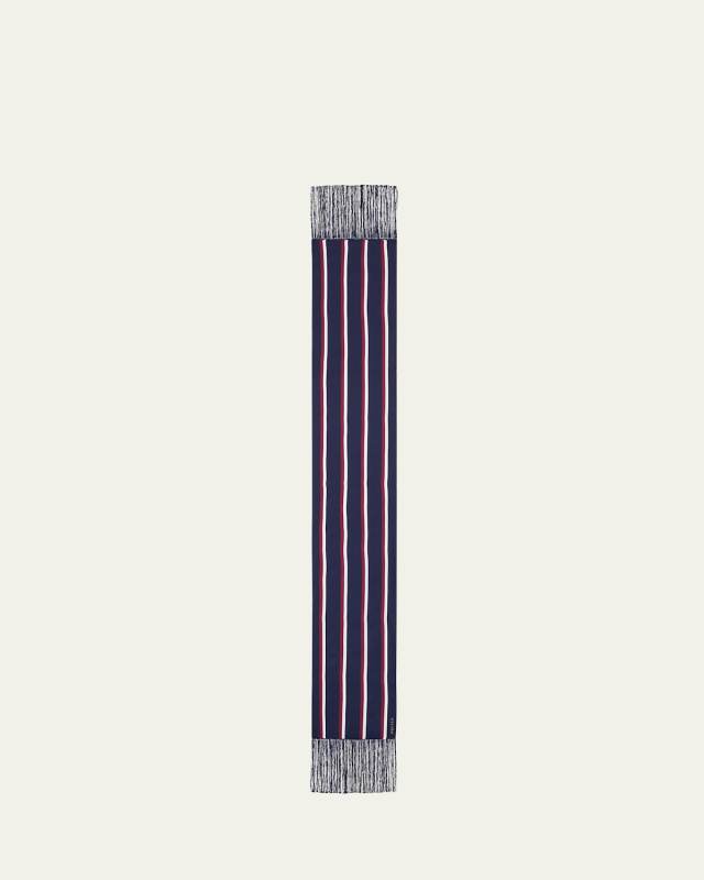 Twill Collegiate-Inspired Silk Scarf